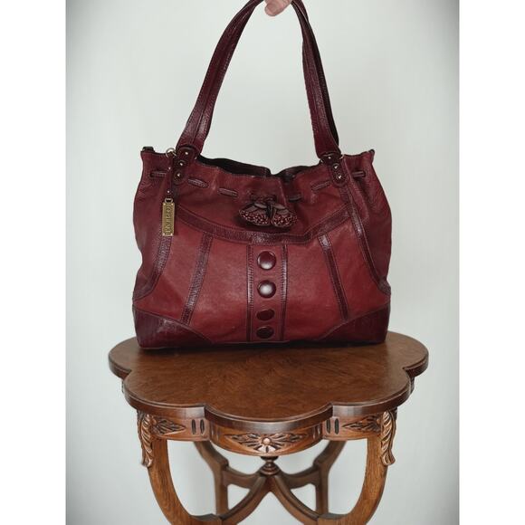 Lockheart Red Leather Boho Handbag Bag Satchel Discontinued #0023 - Picture 3 of 7